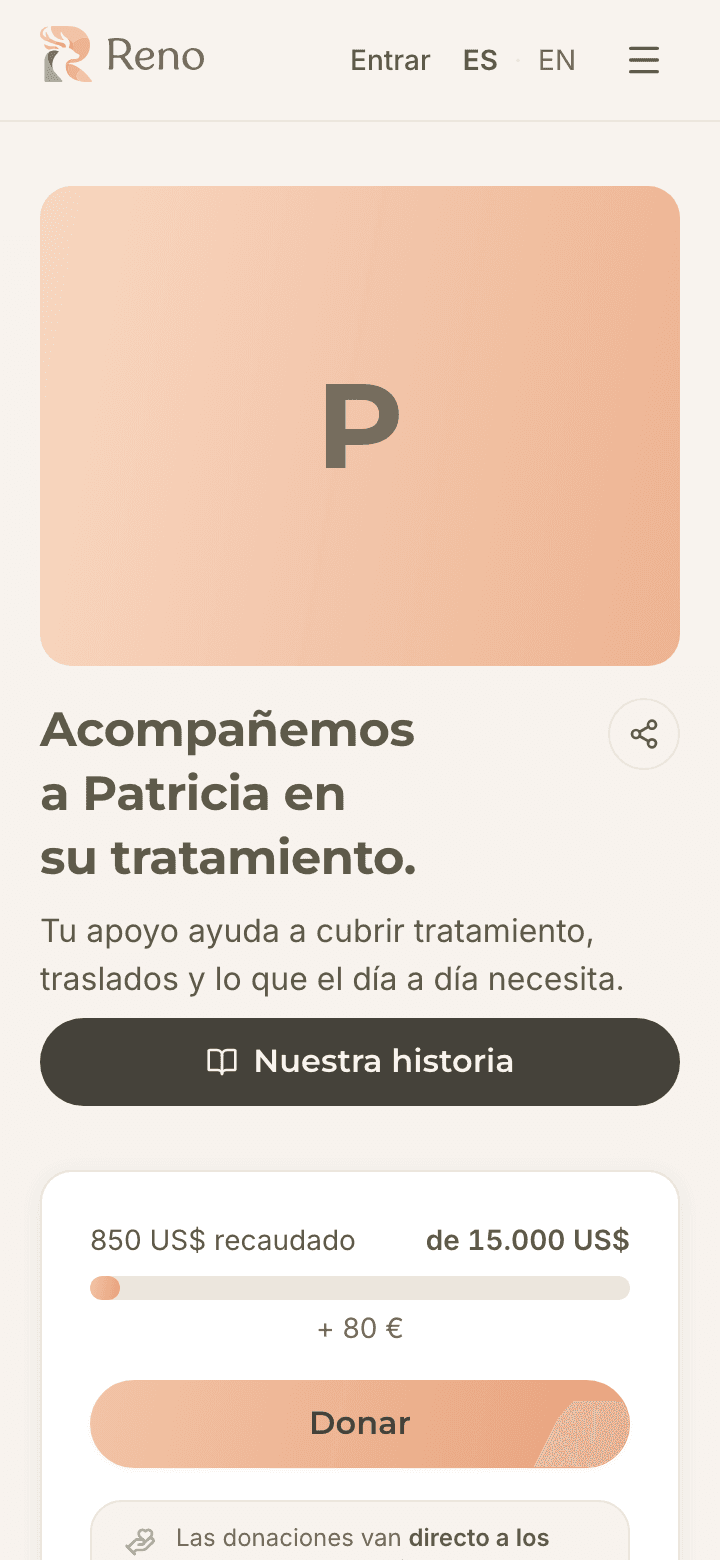 La página de apoyo